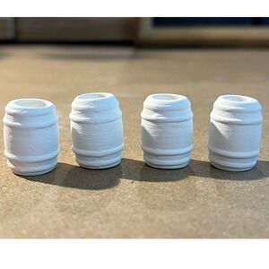 Miniature White Ceramic Barrels 4 PC Dollhouse Diorama Accessories 1:12 Scale